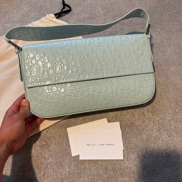 by FAR Handbags - NWT $700 By Far Manu Blue Leather Bag